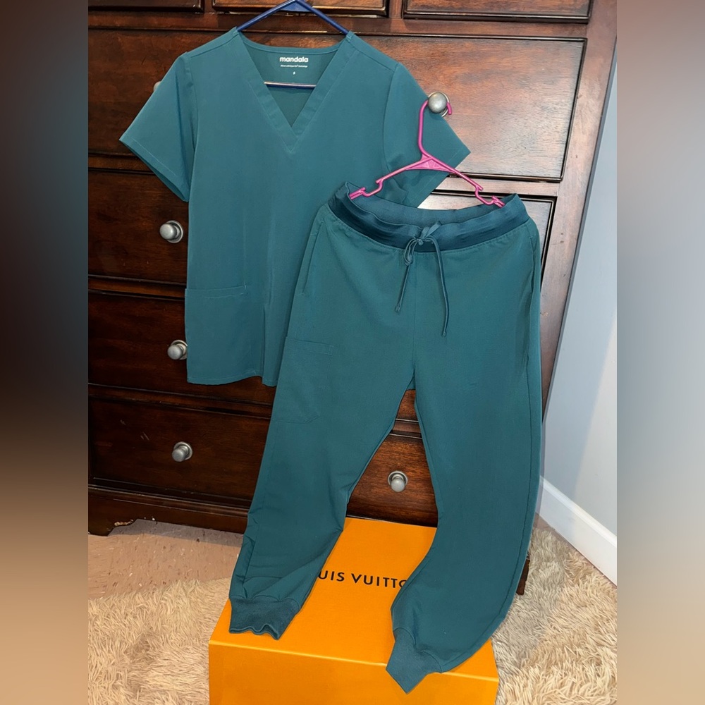 Mandala Teal Scrub Set